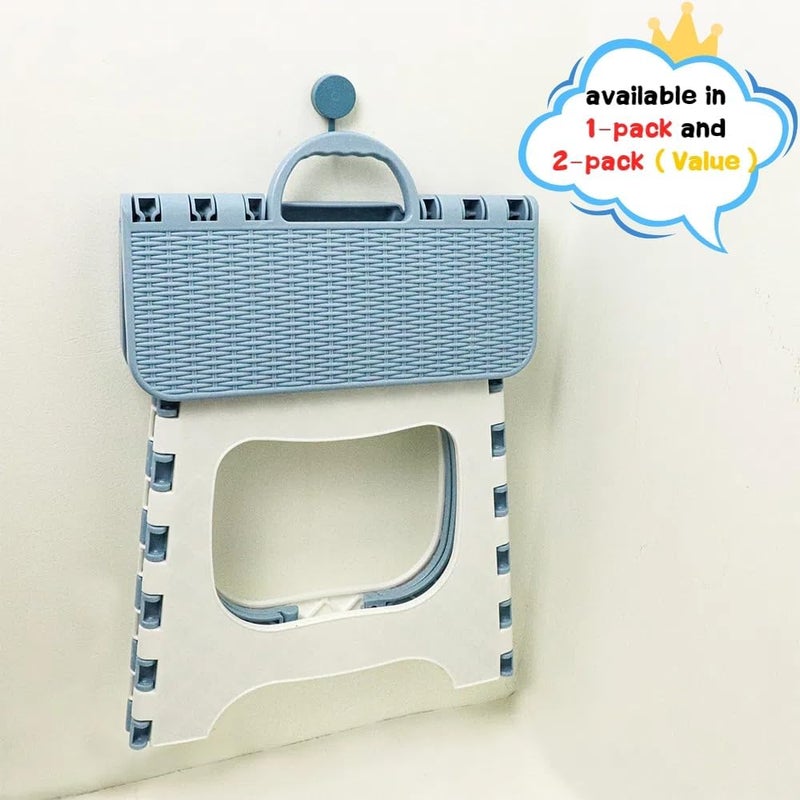 UoeRing 2-Pack Plastic Folding Stool, Portable and Hanging. Non Slip Folding Stools,12inches,30cm(Light Blue) - Image 2